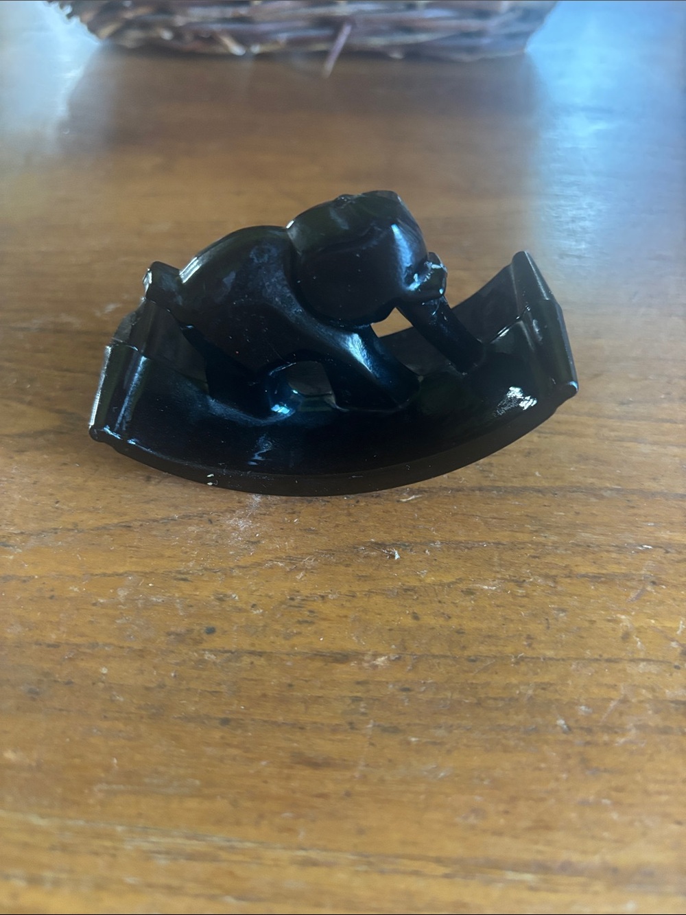 Vintage Houze Glass Company black amethyst elephant rocking horse ink blotter